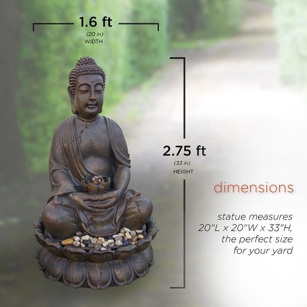 Brown Buddha Water Feature with LED Lights