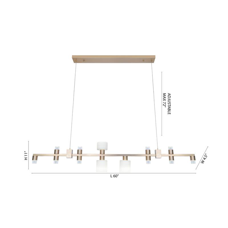 13-Light Brass LED Chandelier With Glass Shades