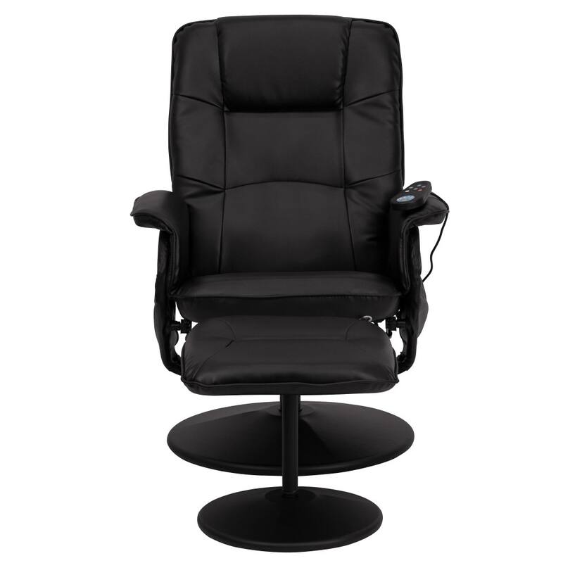 LeatherSoft Massaging Multi-Position Recliner w/Ottoman w/Side Pocket