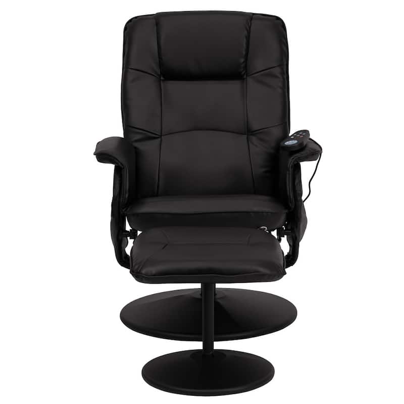 LeatherSoft Massaging Multi-Position Recliner w/Ottoman w/Side Pocket