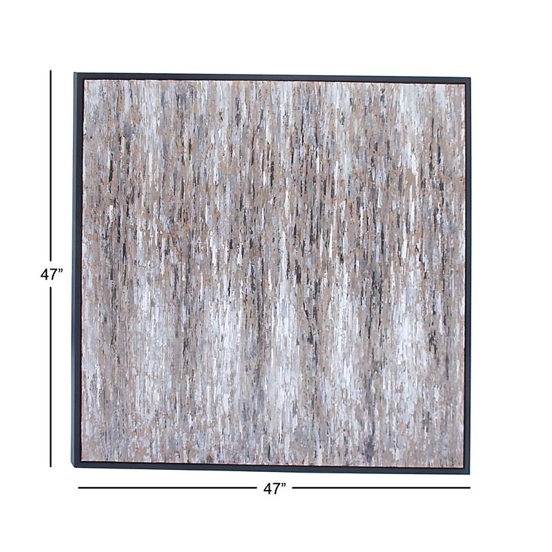 Canvas Abstract Framed Wall Art with Black Frame - White - Roche River Decor