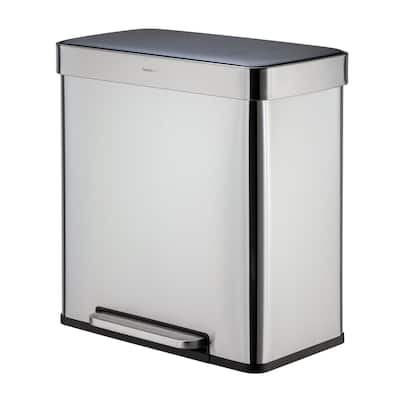 Qualiazero 16 Gal (8 Gal dual unit) Rectangular Recycle Step Can - Stainless Steel