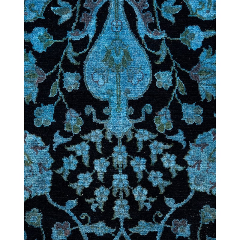 Overton Hand Knotted Wool Vintage Inspired Modern Contemporary Overdyed Blue Area Rug - 3' 1" x 5' 4"
