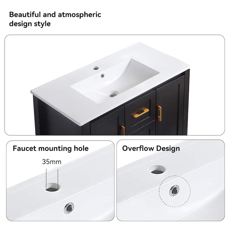 36" Bathroom Vanity with Single Sink, Combo Cabinet Undermount Sink, Bathroom Storage Cabinet with 2 Doors and 2 Drawer