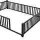 preview thumbnail 18 of 21, Full Size Platform Bed w/Guardrail and Chimney Design, Heavy Duty Metal House Shape Floor Bed Frame for Children, Boys and Girls
