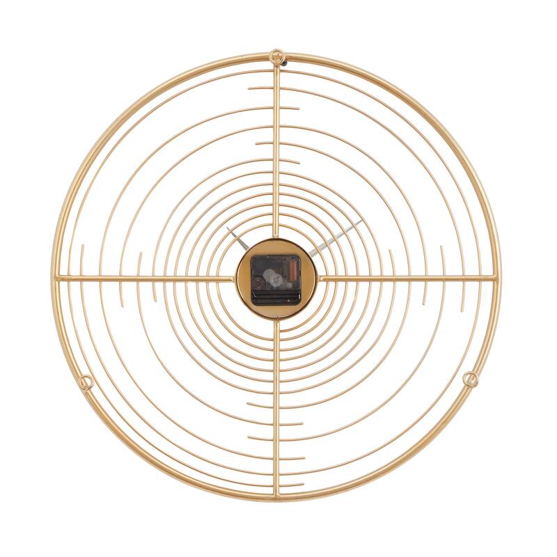 Gold Metal Open Frame Swirl Decorative Wall Clock - 20"L x 2"W x 20"H