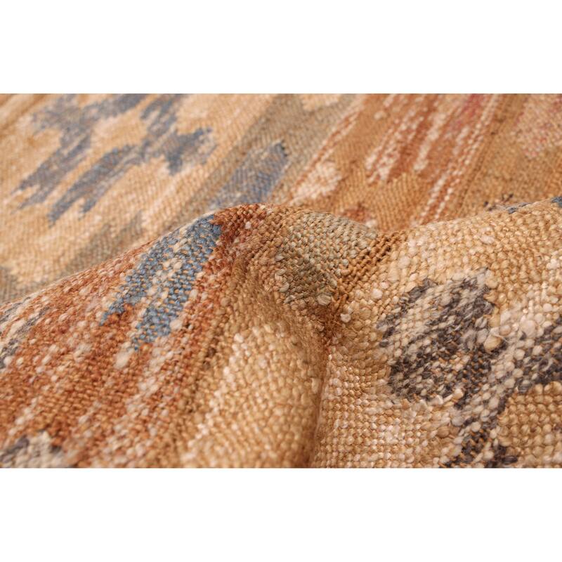 ECARPETGALLERY Flat-Weave Palas Denizli Light Brown Jute Kilim - 5'7 x 7'6