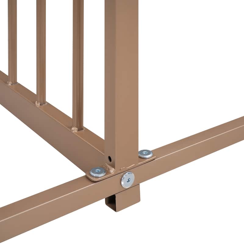 Metal Double Twin House Platform Bed with Guardrail