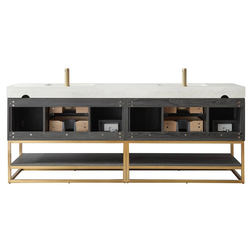Alistair Bath Vanity with Grain White Stone Top and Mirror