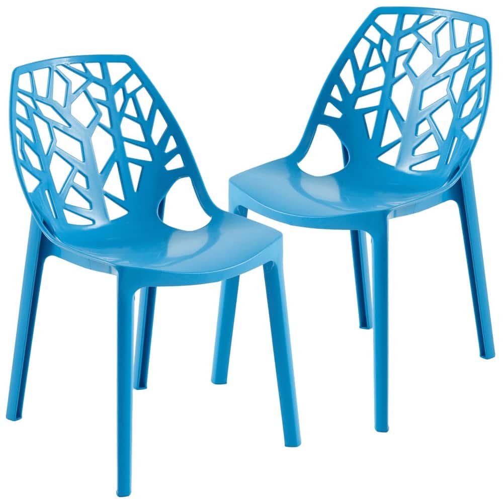 Stackable Dining Chair in Polypropylene (Set of 2) Modern Cut-out Design Backrest Accent Side Chair