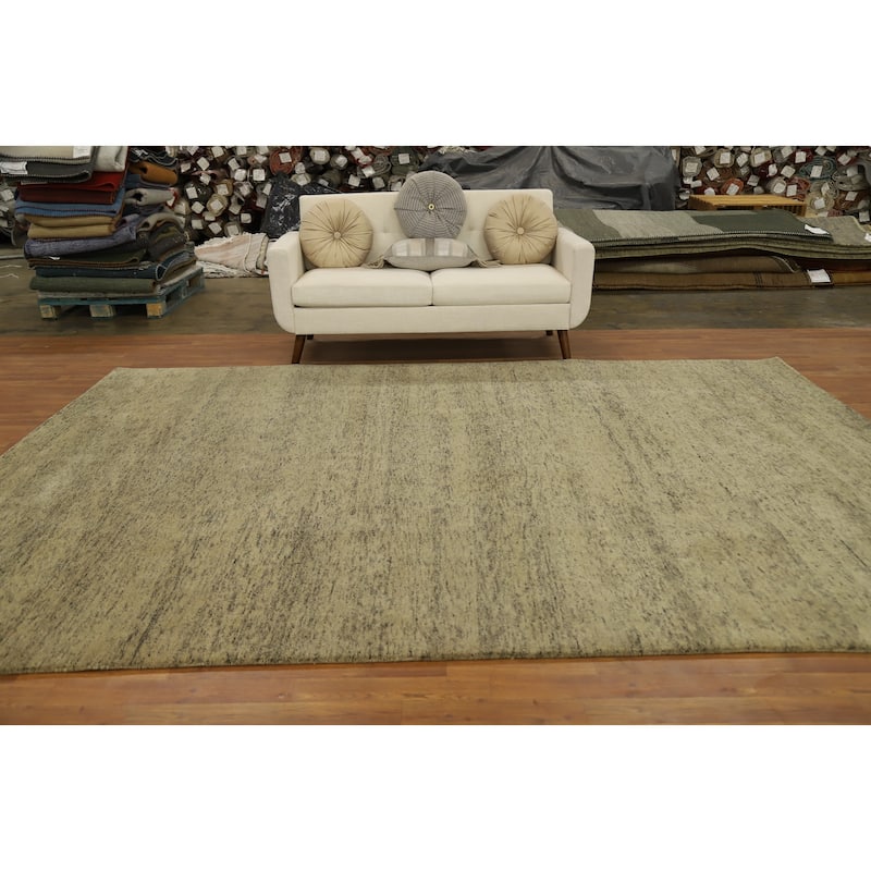 Hand Knotted Oriental 100% Wool Carpet Modern Modern Beige & Ivories Gabbeh Area Rug - 11' 4'' X 8' 4''
