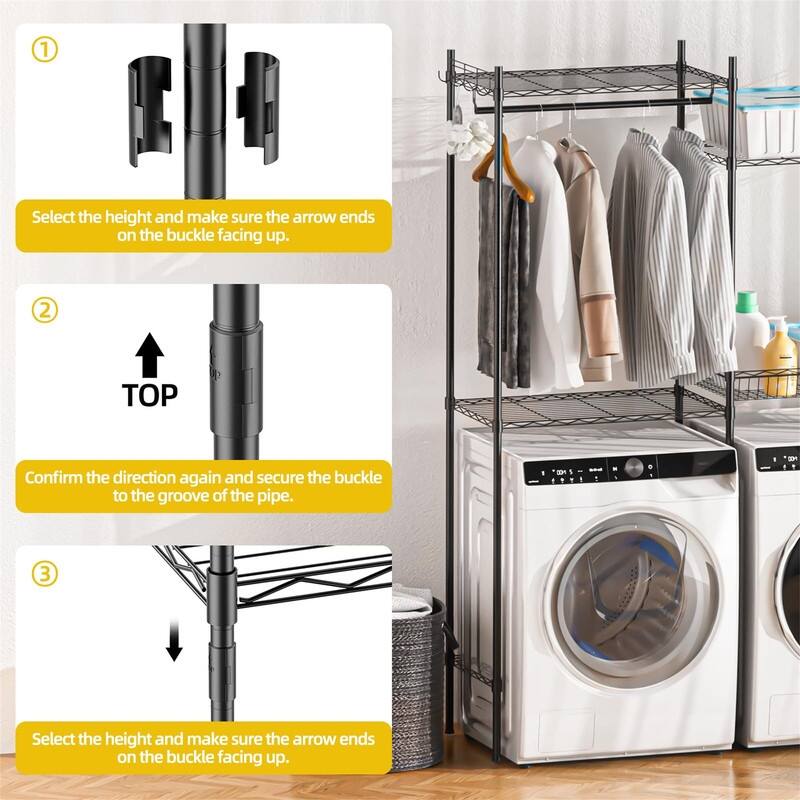 Over Washer and Dryer Shelves - 17.32"D x 57.68"W x 77"H