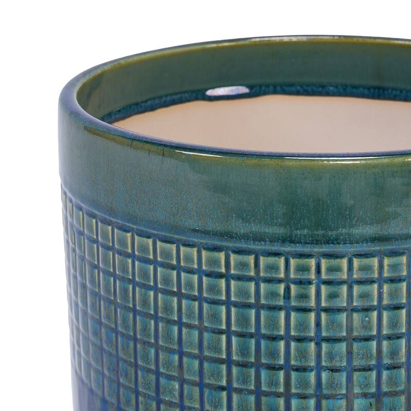 Anmytek Handmade Green Glazed Ceramic Planter Set of 3