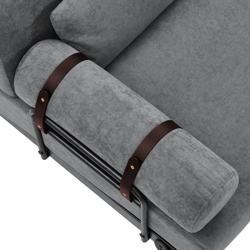 59" Chenille Modern Loveseat Sofa with USB Charging Ports, Cylindrical Armrests, and 440lb Capacity