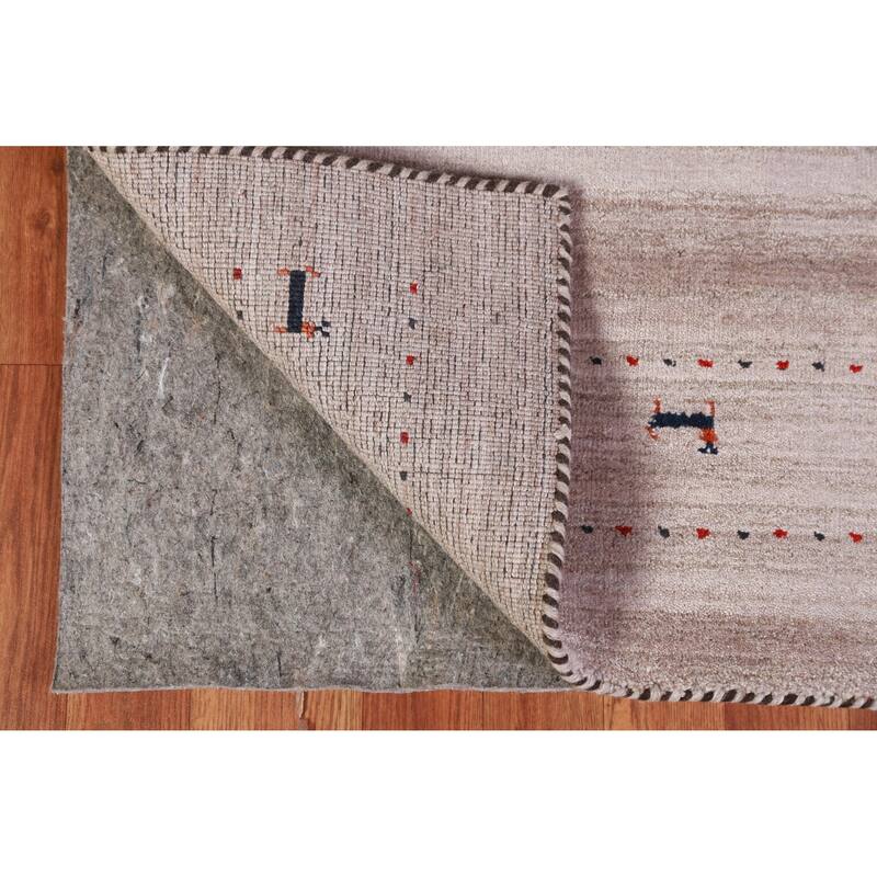 Hand Knotted Oriental 100% Wool Carpet Tribal Animal Pictorial Beige & Ivories Gabbeh Area Rug - 5' 0'' X 3' 0''