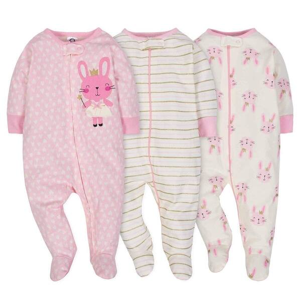 Shop Gerber Onesies Baby Girl Sleep N Play Sleepers 3 Pack