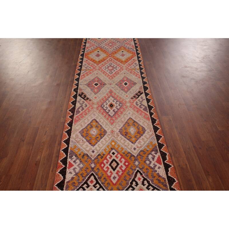Oushak Turkish Vintage Runner Rug Handmade Wool Carpet - 2'8"x 12'3"