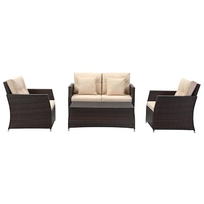 SAFAVIEH Outdoor Taya 4-Piece Living Set - 55W x 34D x 32H