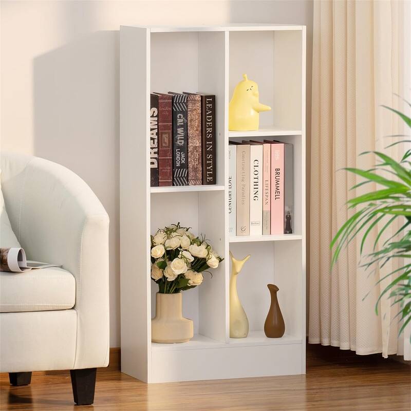 5 Cube Bookshelf Small Modern Horizontal Bookcase - 9.56"D x 19.68"W x 41.06"H