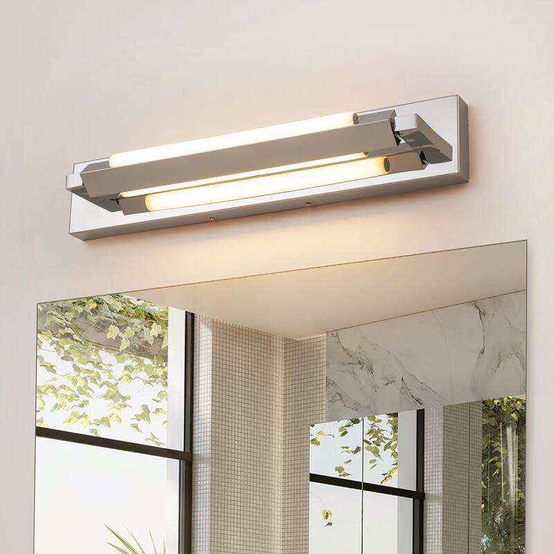 1-Light Modern Linear Chrome/Black Adjustable Integrated LED Bathroom Vanity Light - 4.3 in. W x 23.6 in. H x 4.5 in. D
