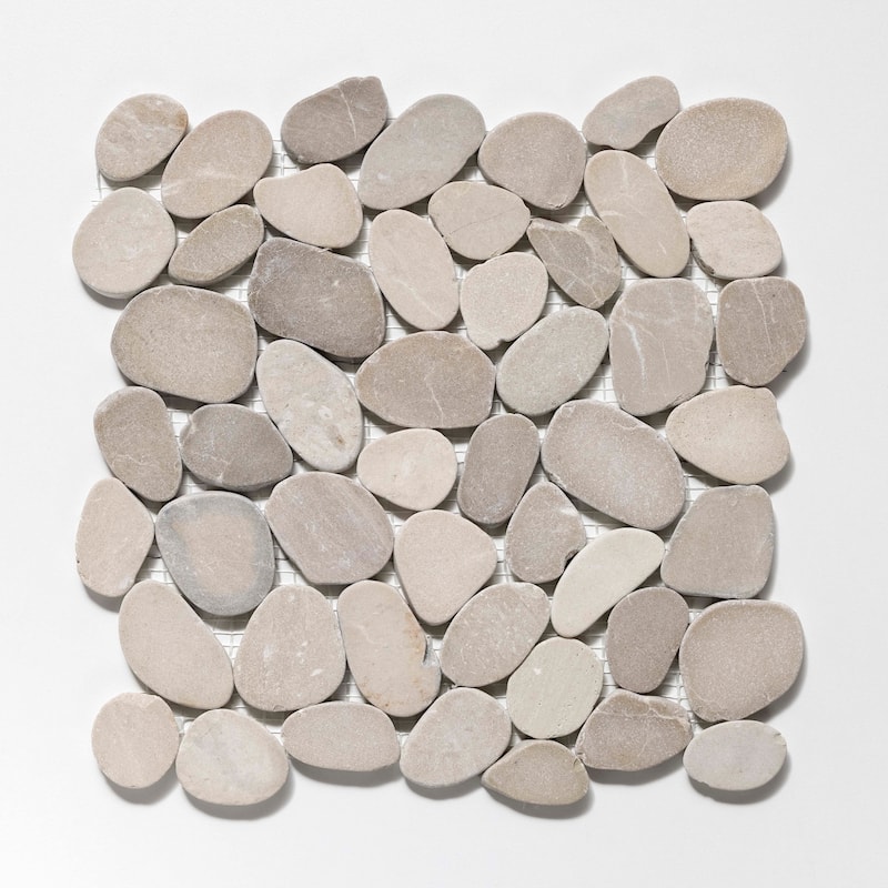 Cruz Bay Studio XS3 Sliced Pebble - 11" x 11" Pebble and Rock Floor - Tan Natural