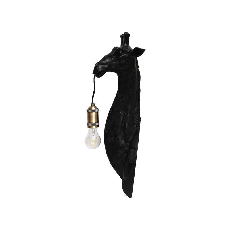 Resin and Metal Giraffe Wall Sconce with Inline Switch, Gold Finish, Black - 8.3"L x 7.9"W x 23.6"H