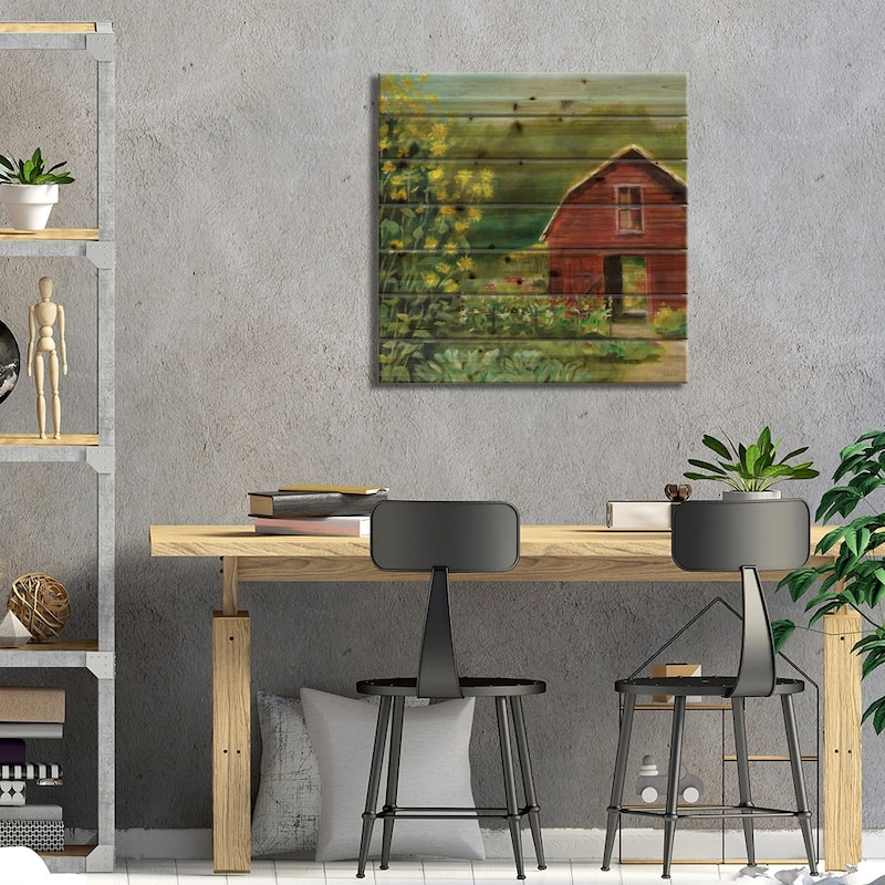 Kelly Way Barn Print On Wood by Sue Schlabach - Multi-Color
