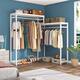 Freestanding Closet Organizer with Double Hanging Rod,Corner Clothes ...