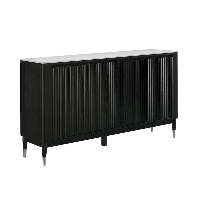 Furniture of America Kalor Modern Black and White Solid Wood Dining Server Cabinet
