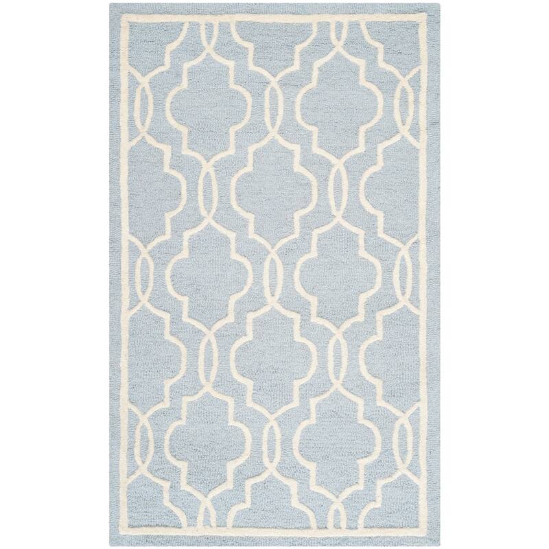 SAFAVIEH Handmade Cambridge Philine Geometric Wool Rug - 2'6" x 4' - Light Blue/Ivory
