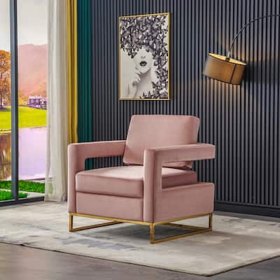 Modern Velvet Upholstered Accent Chair, Elegant Armchair