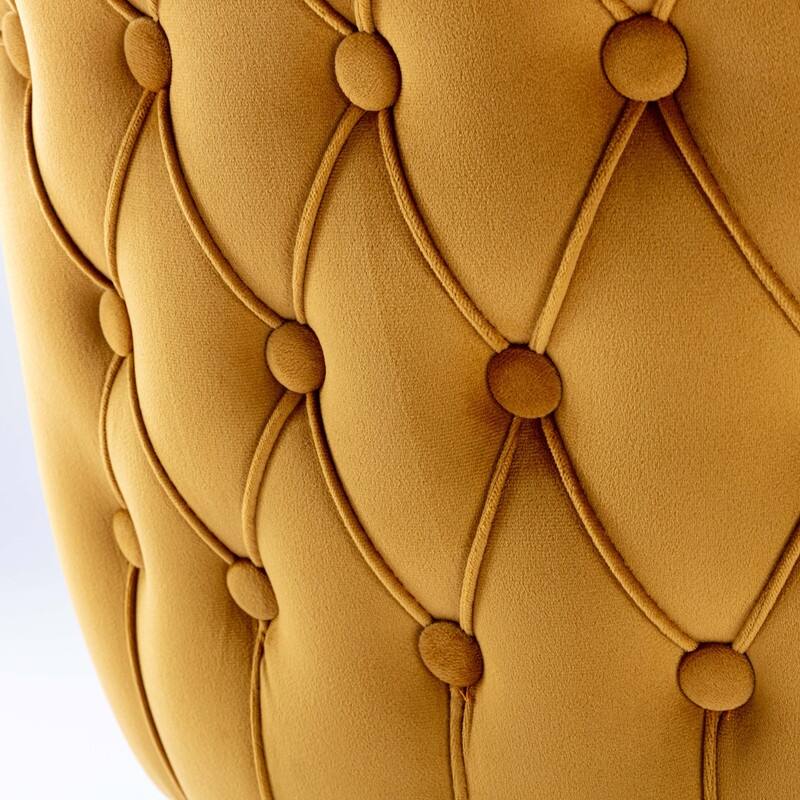 Modern Velvet Upholstered Wing-Back Dining Chair with Nailhead Trim/Solid Wood Legs-Set of 2-Yellow