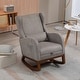 preview thumbnail 42 of 59, High back Upholstered Accent Rocking Chair Nursery Chair With Retractable Footrest Taupe