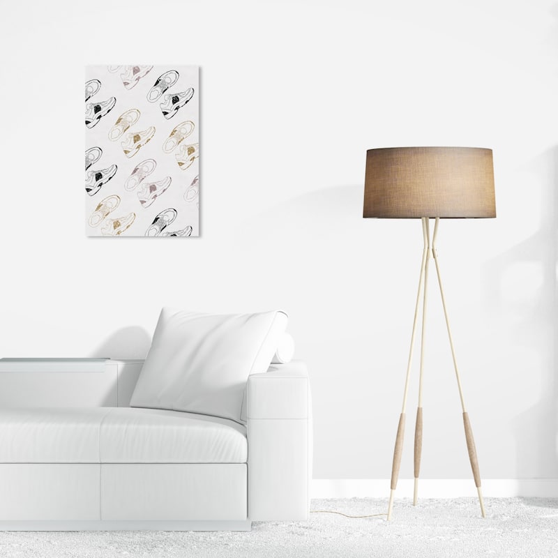 Wynwood Studio Canvas Fashion and Glam Sneakers for Days Gold and Metallic Gold Glam Wall Art Canvas Print - 24 x 16