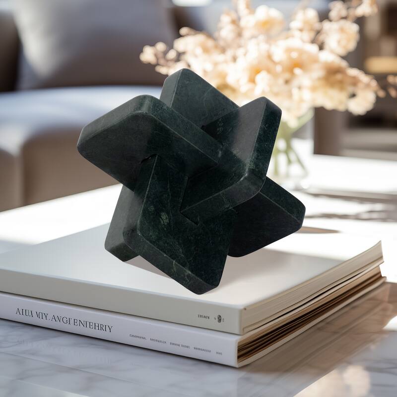 Sagebrook Home Dimora Green Marble Knots, Ideal Home Accent - 9" x 9" x 9"