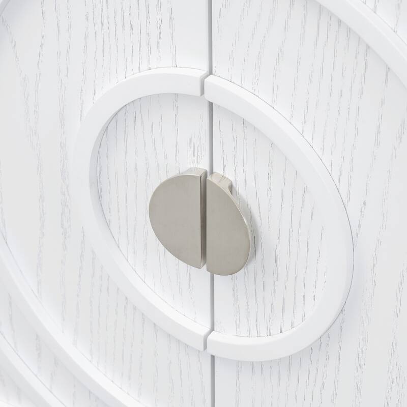 Retro Sideboard door with Circular Groove Design Round Metal Door Handle for Entrance, Dinning Room, Living Room