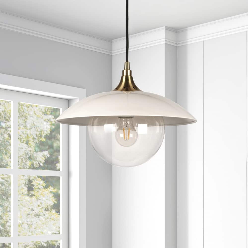 Alvia 14.5" Wide Pendant with Metal/Glass Shade - 14.5" Wide