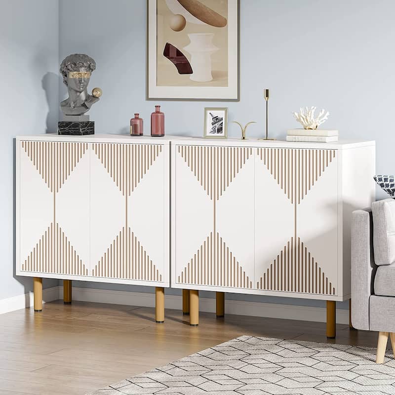 Modern Large White Storage Cabinet, Freestanding Floor Cabinet - White