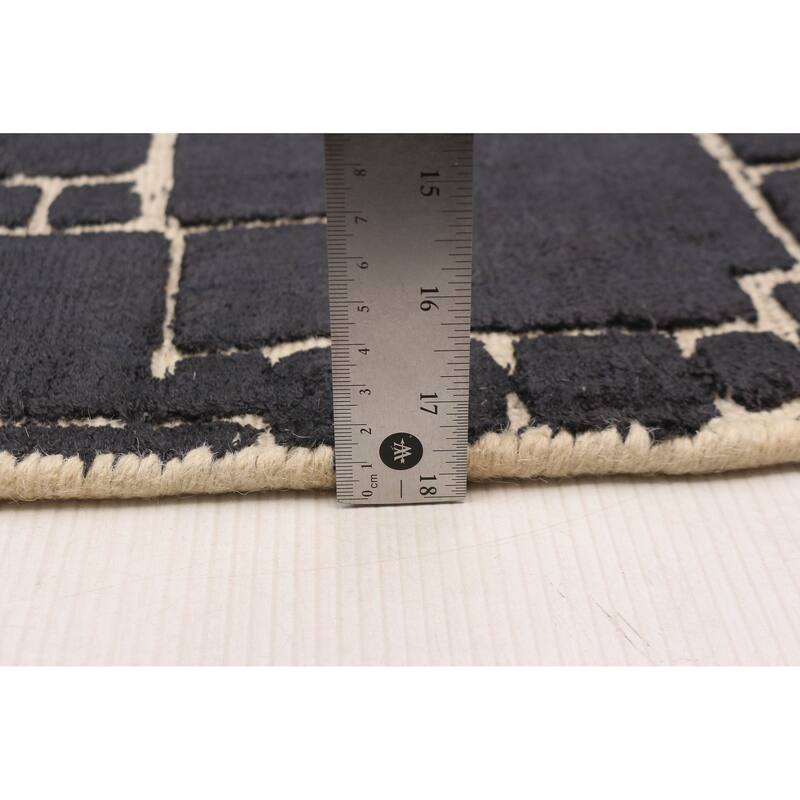 ECARPETGALLERY Hand Loomed Elysian Black Viscose, Wool Rug - 5'0 x 7'2