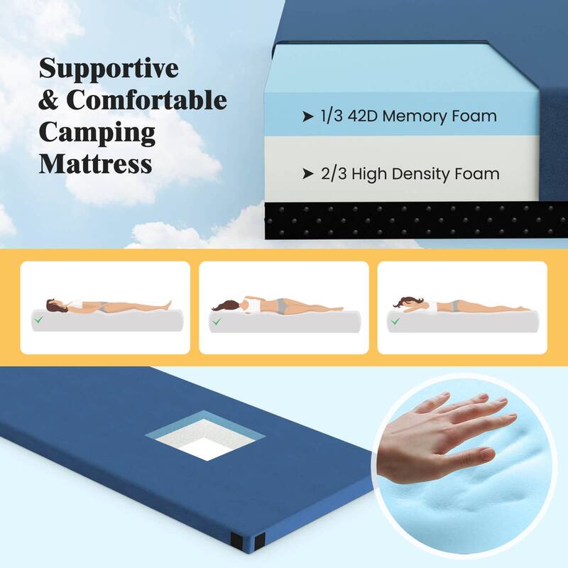 Goplus Memory Foam Camping Mattress with Anti-slip Bottom Travel Bag - See Details