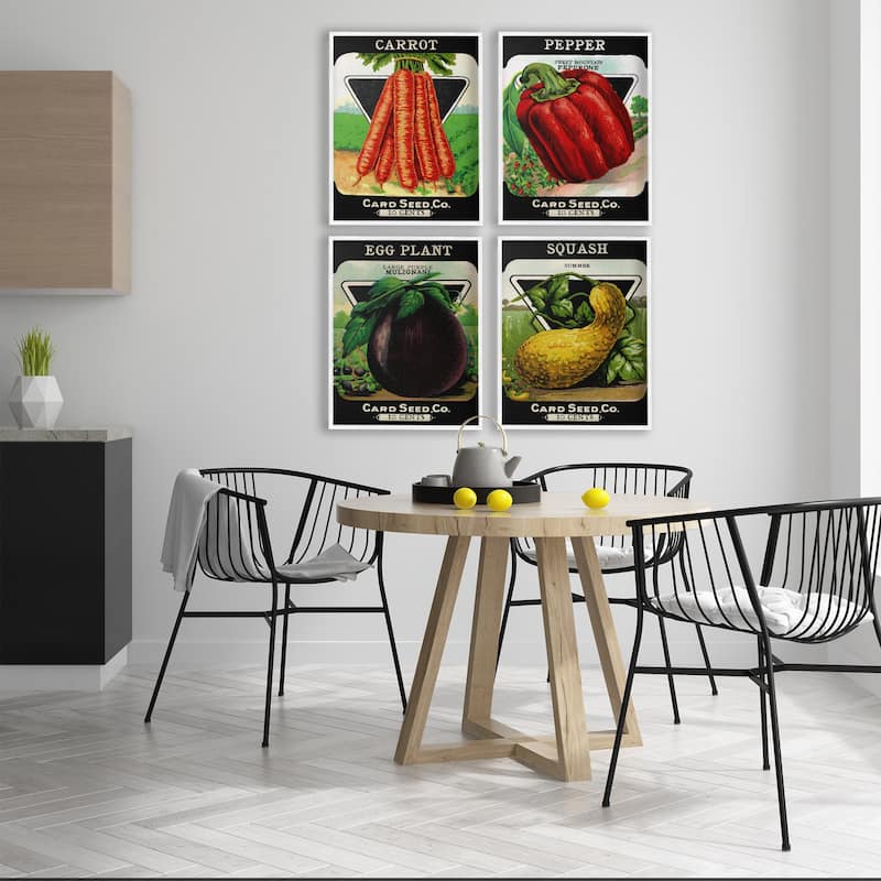 Stupell Vintage Farm Garden Vegetables Framed Giclee Art Design By Lil' Rue (Set of 4)