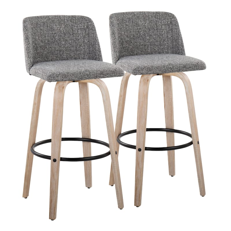 The Gray Barn Vallberga 30" Fixed-Height Bar Stool with White Washed Wood Base (Set of 2)