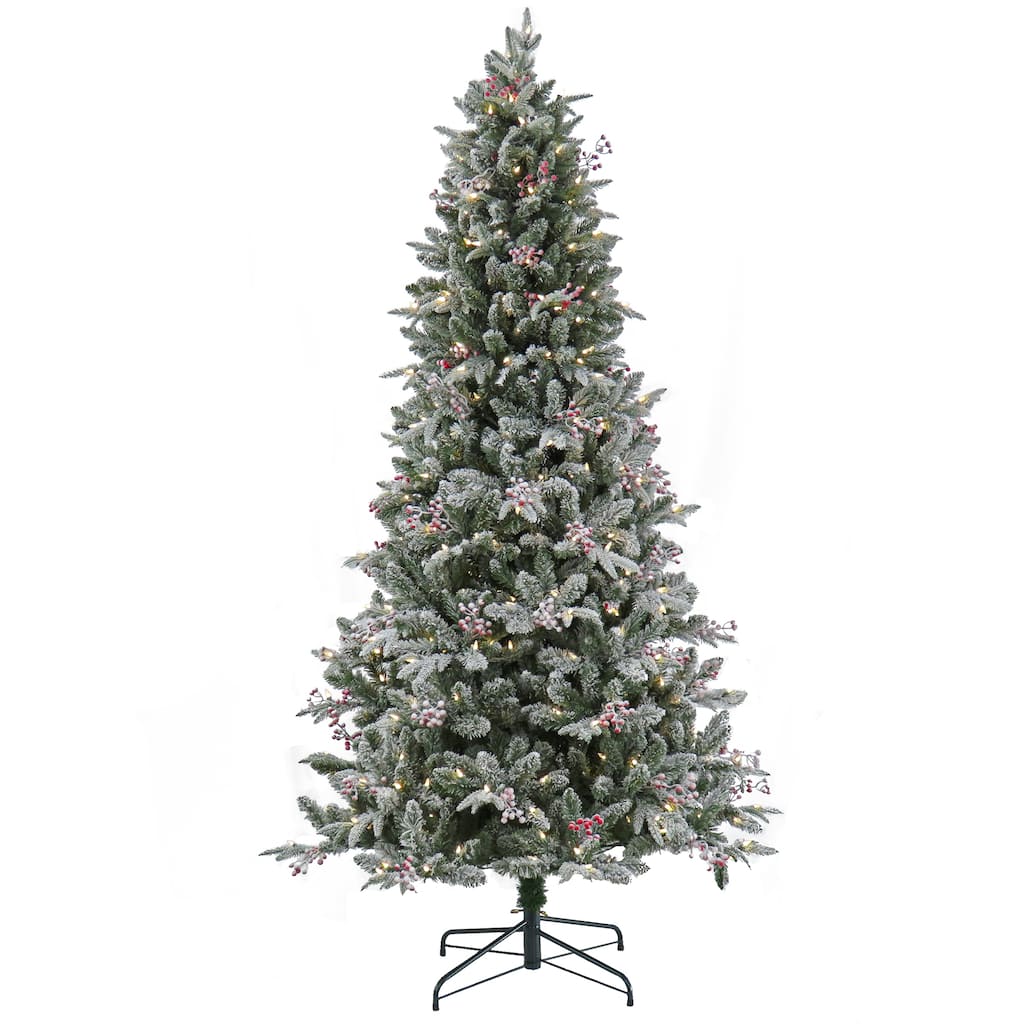 National Tree Company 7.5 ft. Pre-Lit Snowy Poechmann Fir Tree with LED Lights - 7.5 Foot