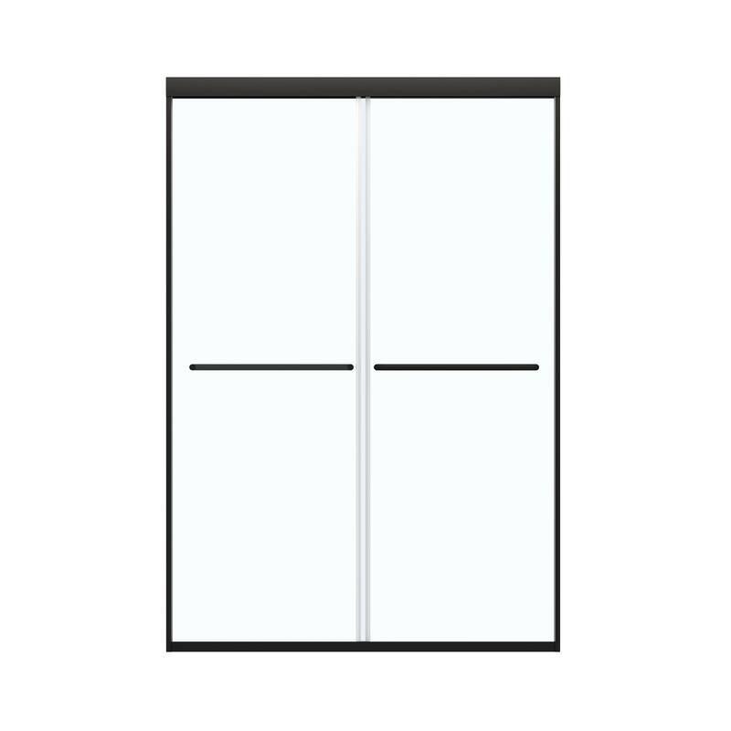 70'' H Glass Double Sliding Shower Door in Black/Chrome On Sale Bed
