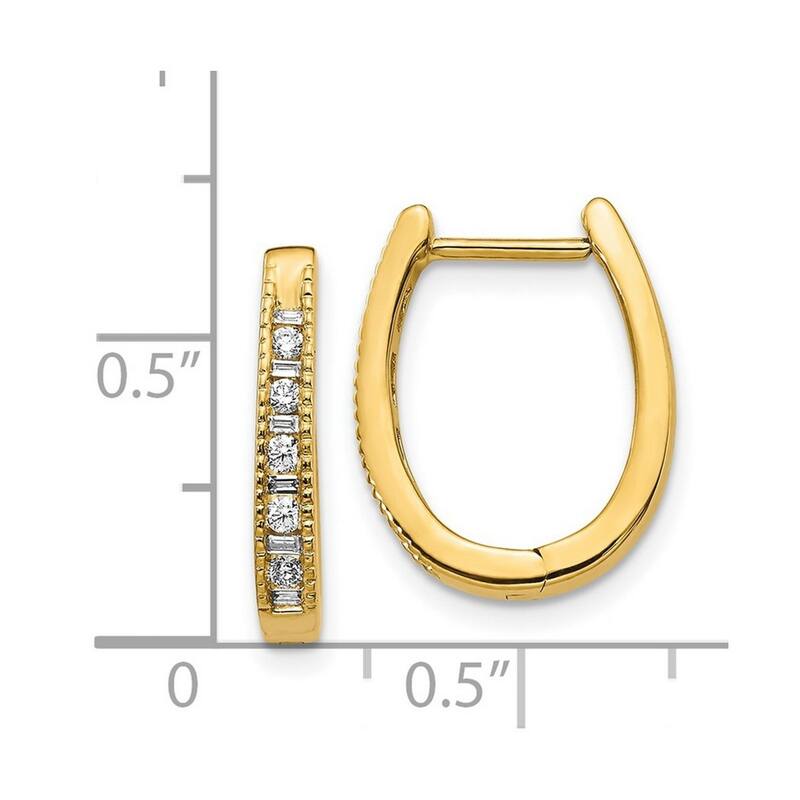 Curata 14k Diamond Hoop Earrings - 16x13mm Wide 2mm Thick