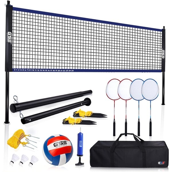 GSE Games Sports Expert Recreational Portable Badminton Volleyball Combo Set Including Volleyball Badminton Net Default Title default 100