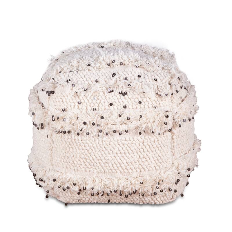 Algiers Upholstered Square Ottoman with Sequins