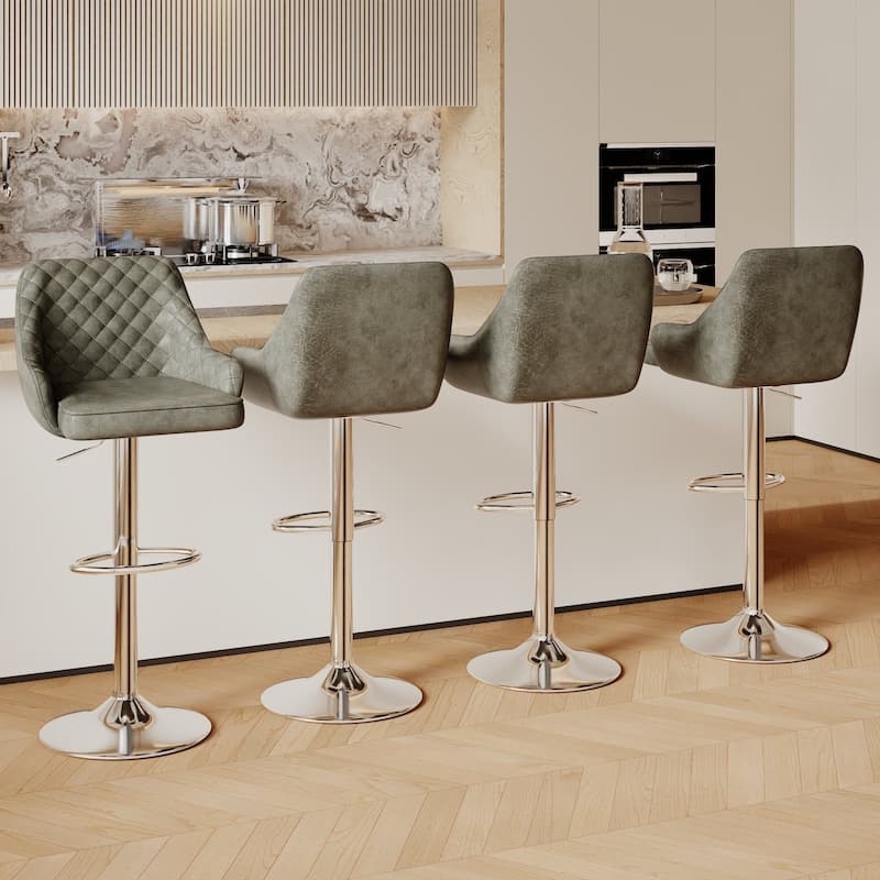 VECELO Adjustable Swivel Modern Bar Stools with Backs