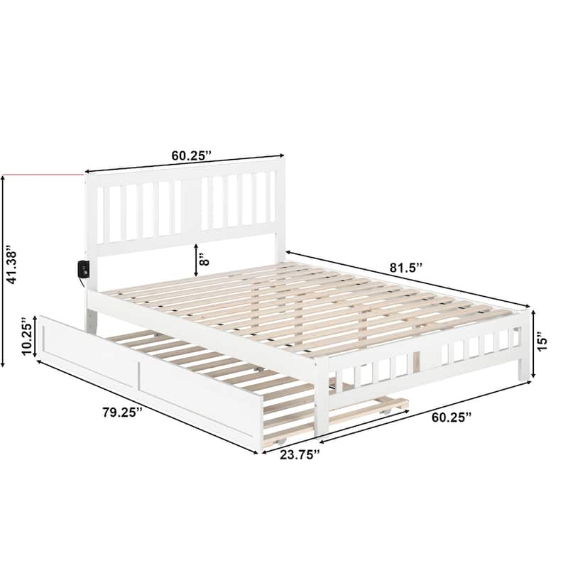 Tahoe Queen Bed with Footboard and Twin XL Trundle in White