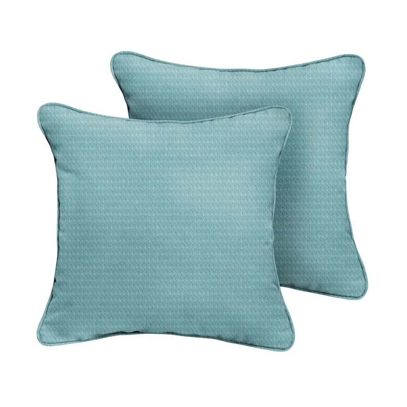 Sorra Home Outdura Solid Indoor/Outdoor Corded Square Pillows (Set of 2)